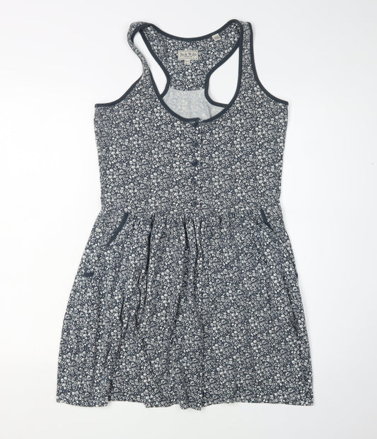 Jack Wills Women’s Blue Floral Skater Dress Size 10
