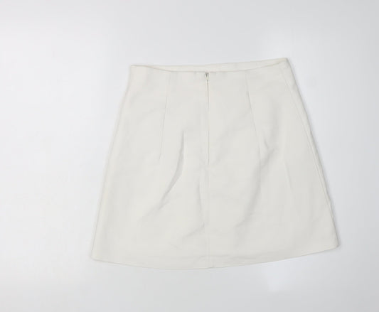MNG Women's White Knee-Length Pencil Skirt, Size 10