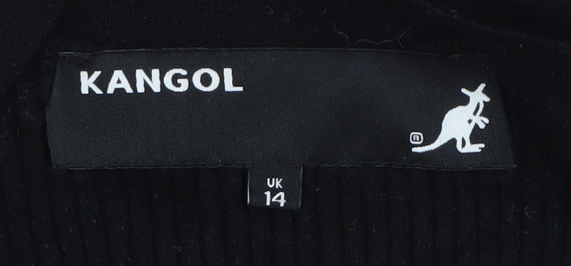 Kangol Women's Black Collared Jumper, UK 14, Casual Knit