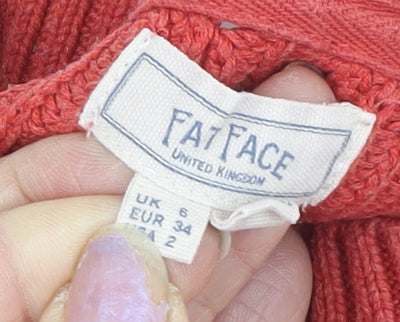 FatFace Women's Red Pullover Jumper, Size 6, Cotton Knit