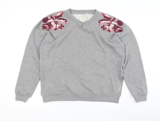 Jack Wills Women’s Grey Embroidered Sweatshirt Size 10