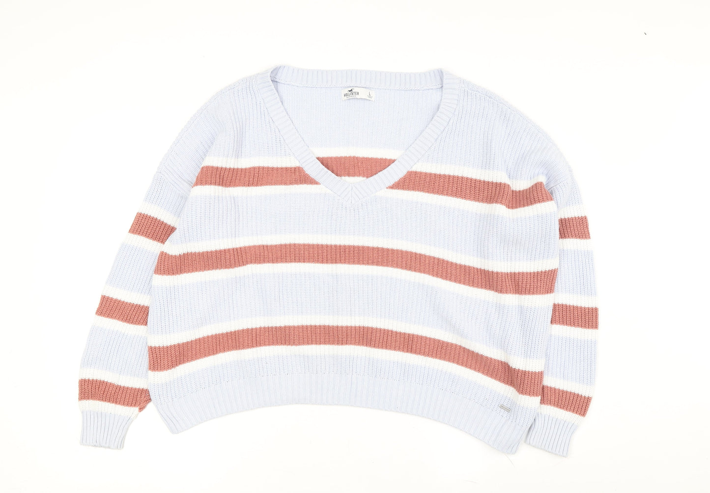 Hollister Women's Multicoloured V-Neck Pullover Jumper L