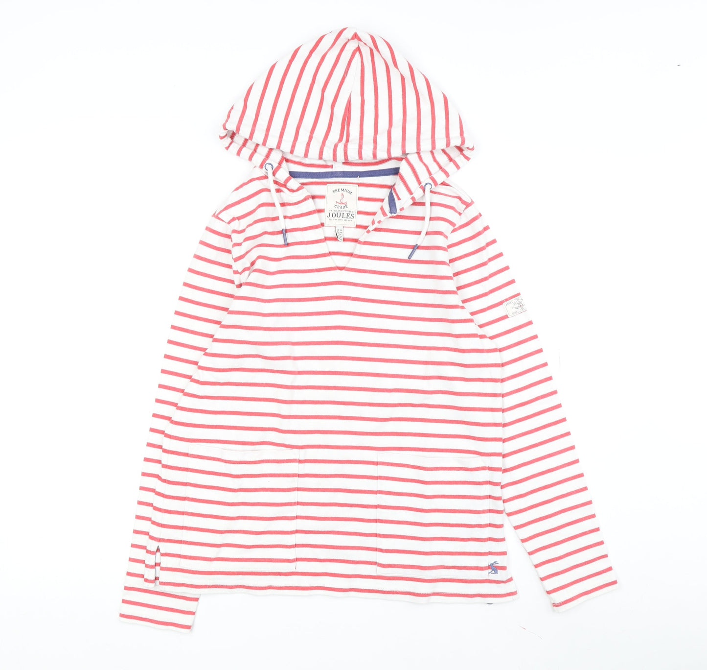 Joules Women's Red Striped Pullover Hoodie M