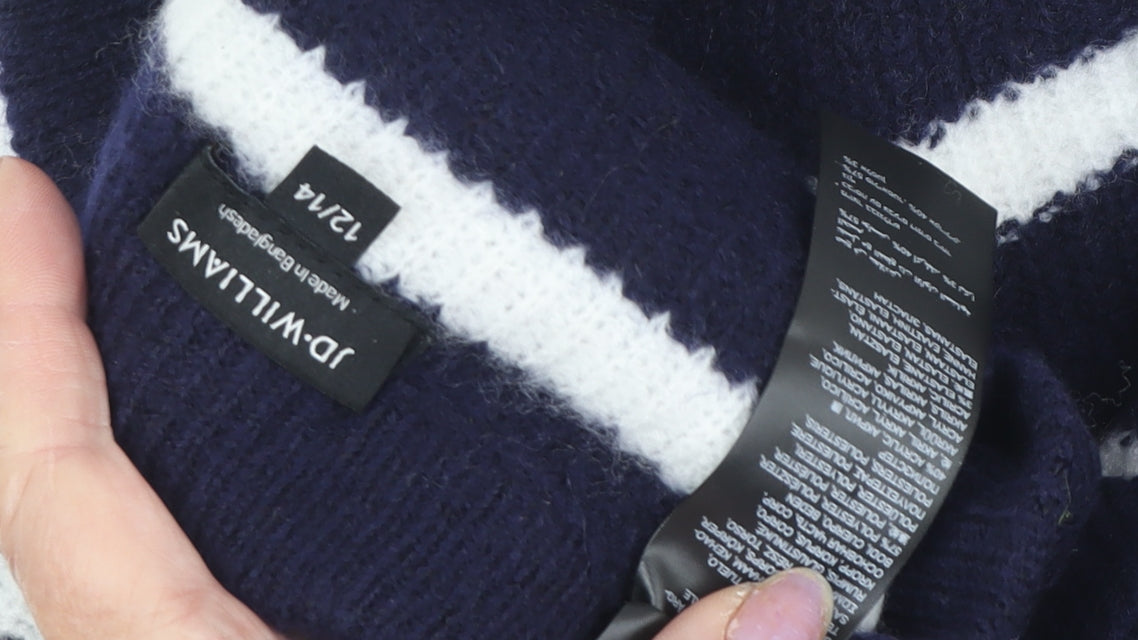 Close-up detail of JD Williams Women's Blue Striped jumper, size 12