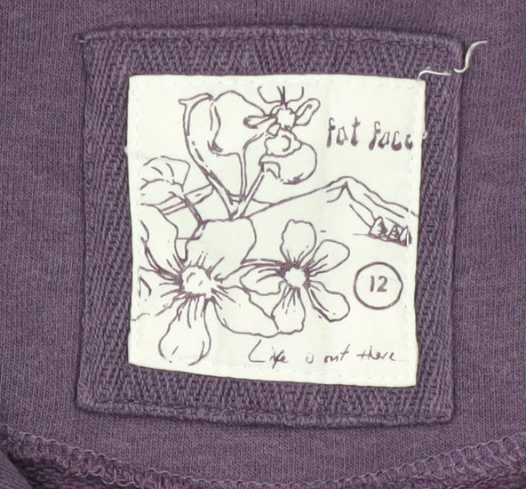 Fat Face Women's Purple 1/4 Zip Fleece Sweatshirt, Size 12
