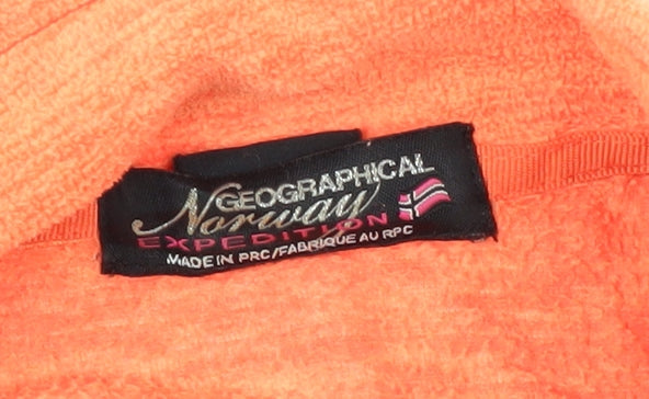 Brand and care label for Geographical Norway Women's Orange Track Jacket, size 10