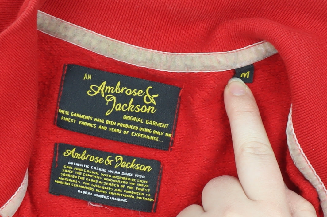 Close-up detail of Ambrose & Jackson Red Men's Track Jacket M