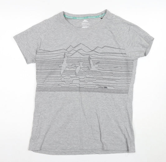 Trespass Unisex Grey Graphic Print T-Shirt XL Quick Dry