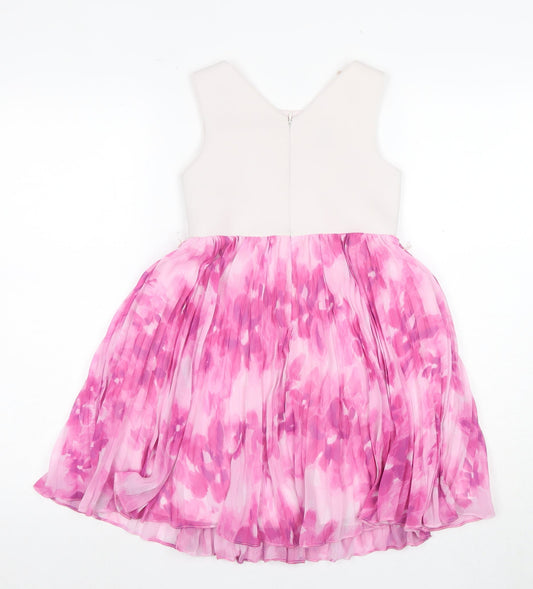 Monsoon Girls Pink Floral Fit & Flare Dress 7 Years