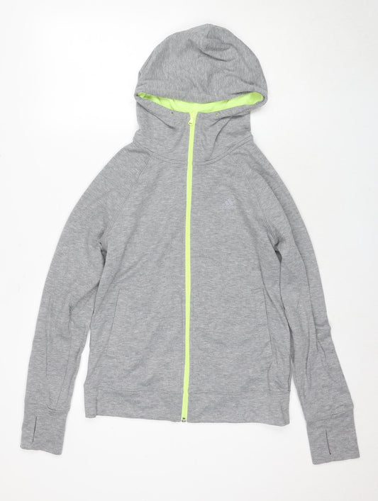 Womens UK S Regular adidas Grey Full Zip Hoodie