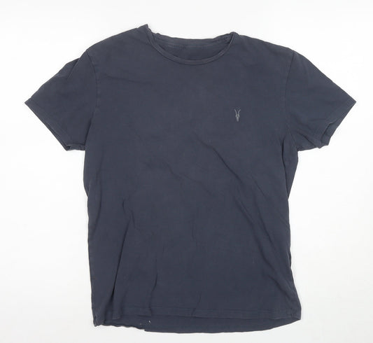 AllSaints Men’s Black Cotton T-Shirt, Size S, Logo Accent