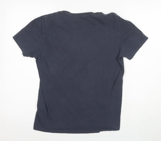 AllSaints Men’s Black Cotton T-Shirt, Size S, Logo Accent