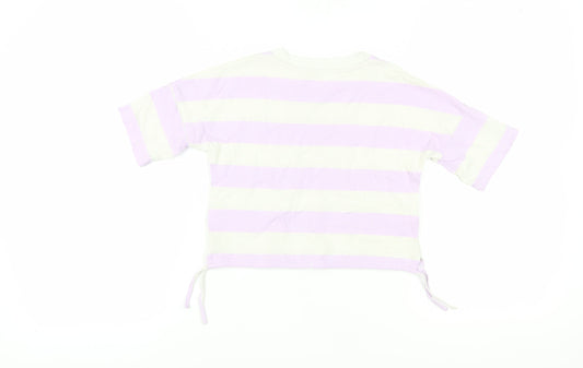 John Lewis Girls Striped Cropped T-Shirt, Size 10, Multicoloured