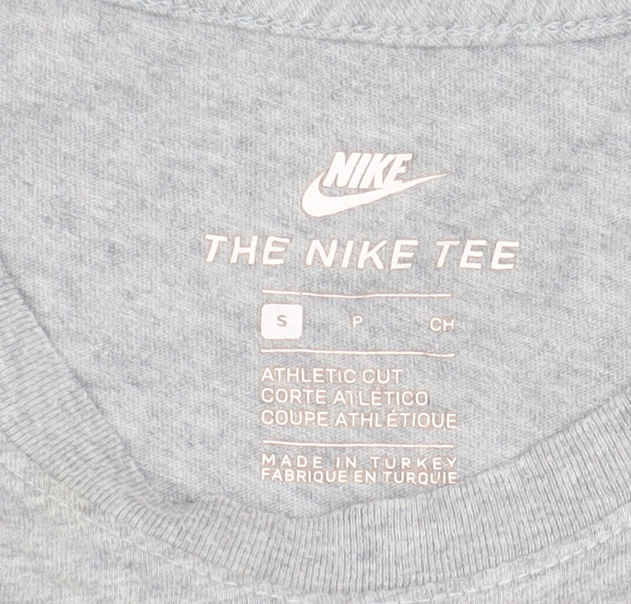 Nike Grey Unisex T-Shirt S, Crew Neck, Athletic Style