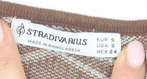 Stradivarius Women's Brown Cropped Blouse, Size 8