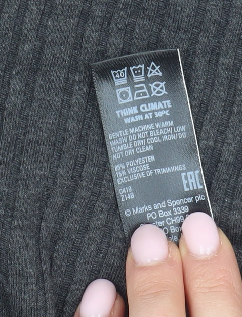 Brand and care label for Marks & Spencer Grey Shift Dress, size 12, Long Sleeve