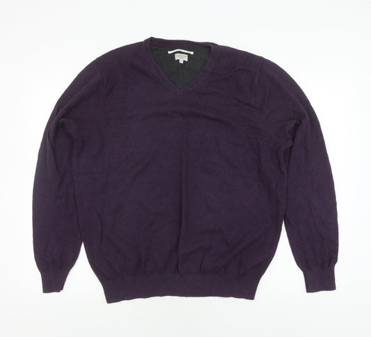 Racing Green Men's Purple V-Neck Pullover Jumper L