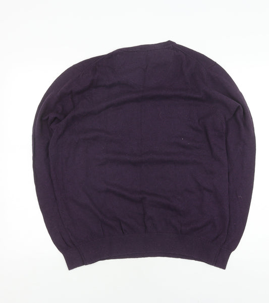 Racing Green Men's Purple V-Neck Pullover Jumper L