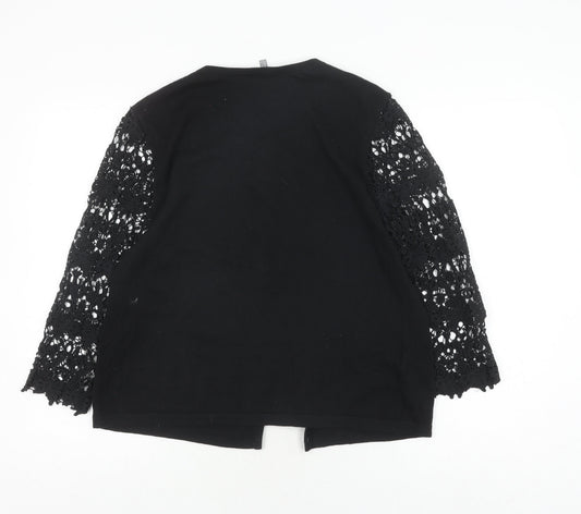 Womens UK 16 Regular Laura Ashley Black Cardigan Tight-Knit