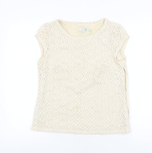 Womens UK Size 8 Boden Ivory Cotton Blend Blouse