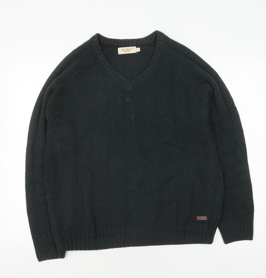 PG Field Men's Green Pullover Jumper L V-Neck