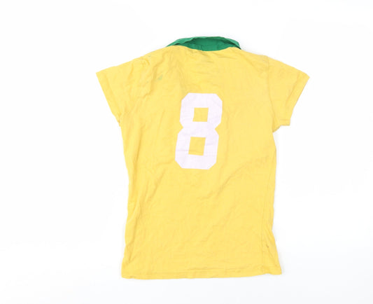 Vintage Spirit Women's Yellow Sports Polo Shirt, Size 10, Retro Style