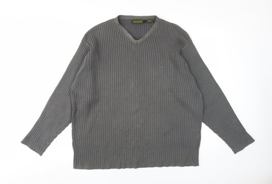 Timberland Men's Grey V-Neck Knit Pullover - Size L