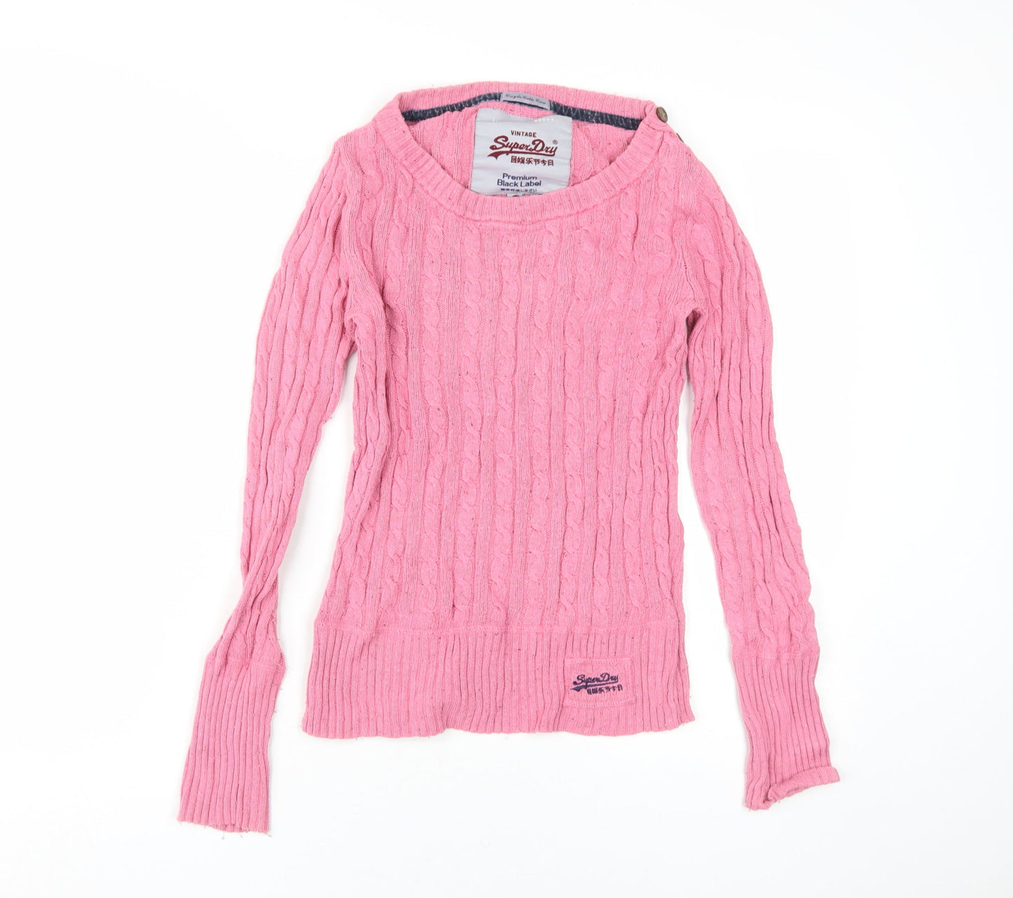 Superdry Women's Pink Cable-Knit Pullover Jumper S