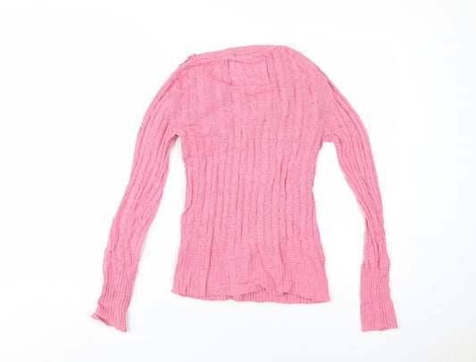 Superdry Women's Pink Cable-Knit Pullover Jumper S