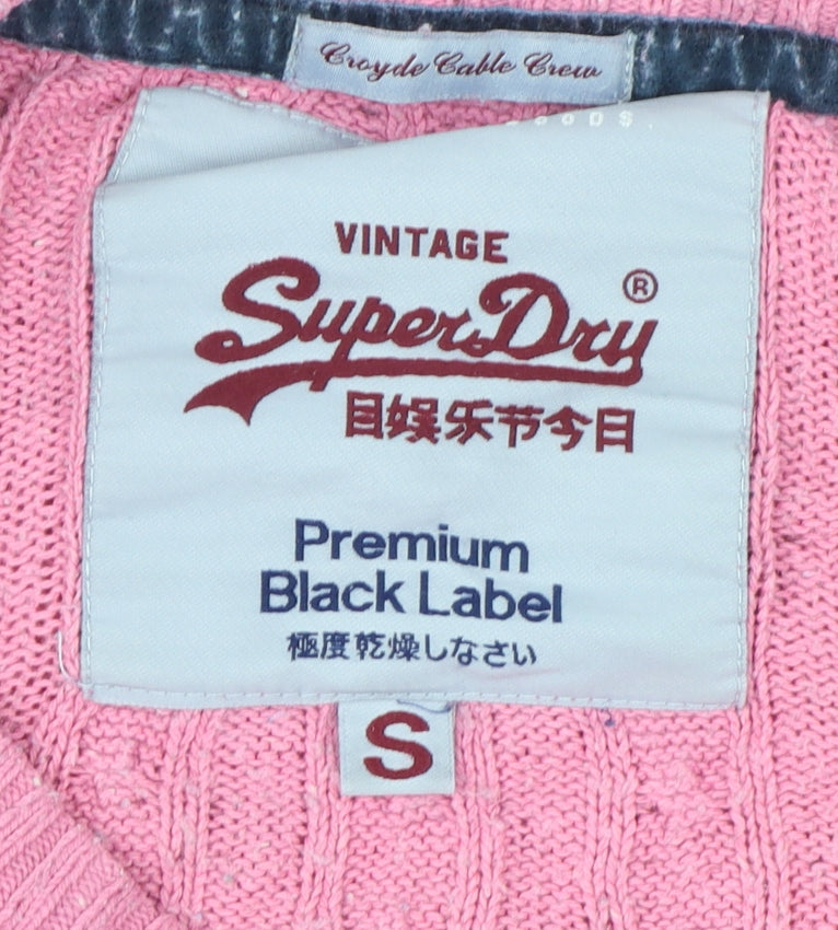 Superdry Women's Pink Cable-Knit Pullover Jumper S