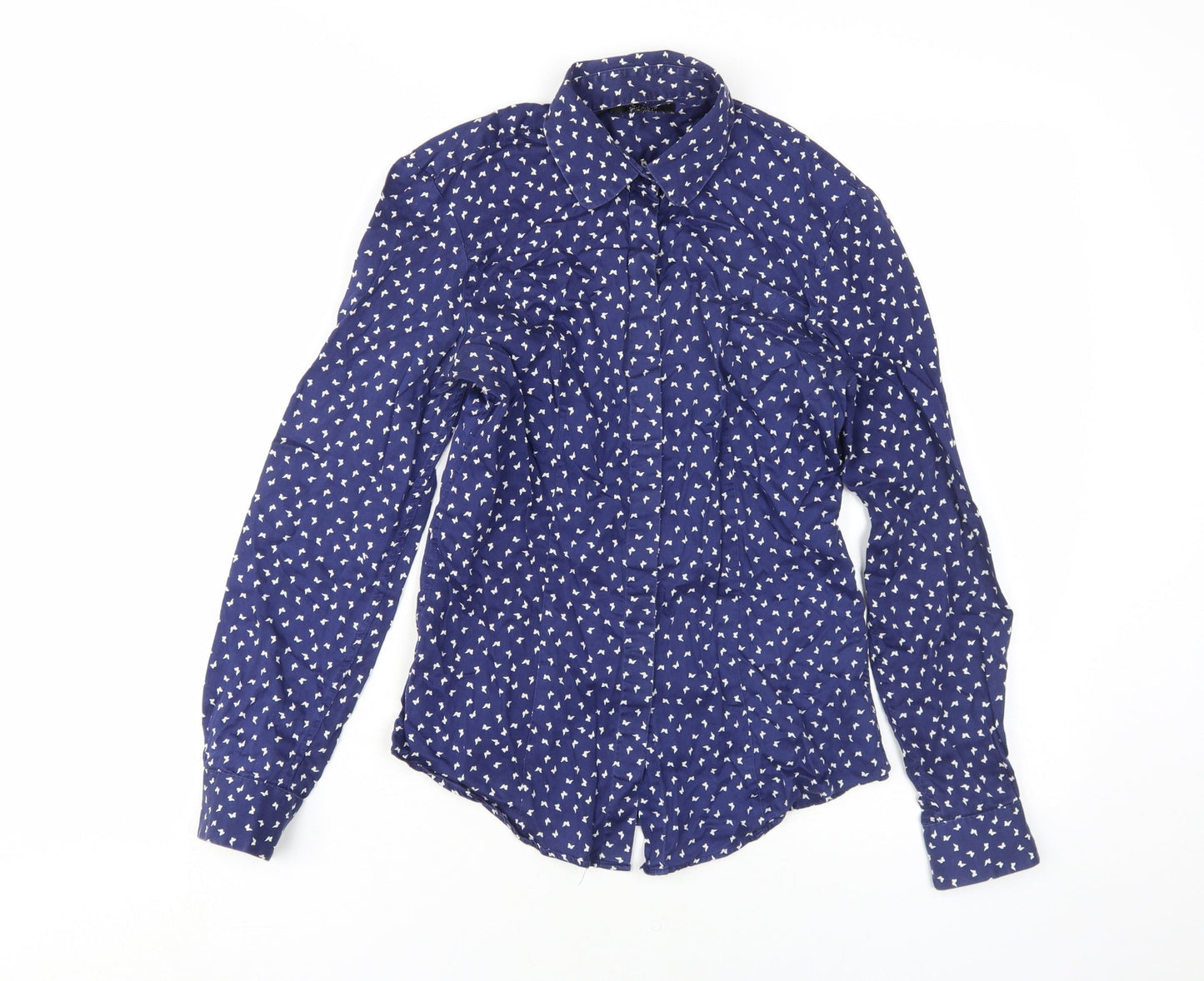 T.M. Lewin Women's Blue Animal Print Shirt Size 8