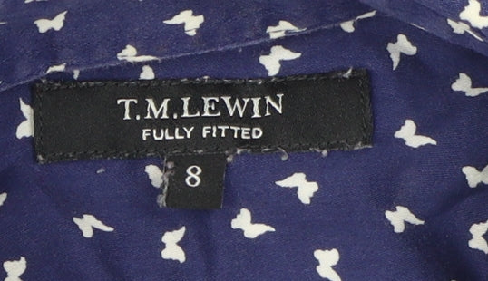 T.M. Lewin Women's Blue Animal Print Shirt Size 8