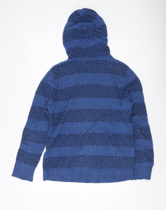 Hollister Women's Blue Striped Knit Pullover Hoodie S