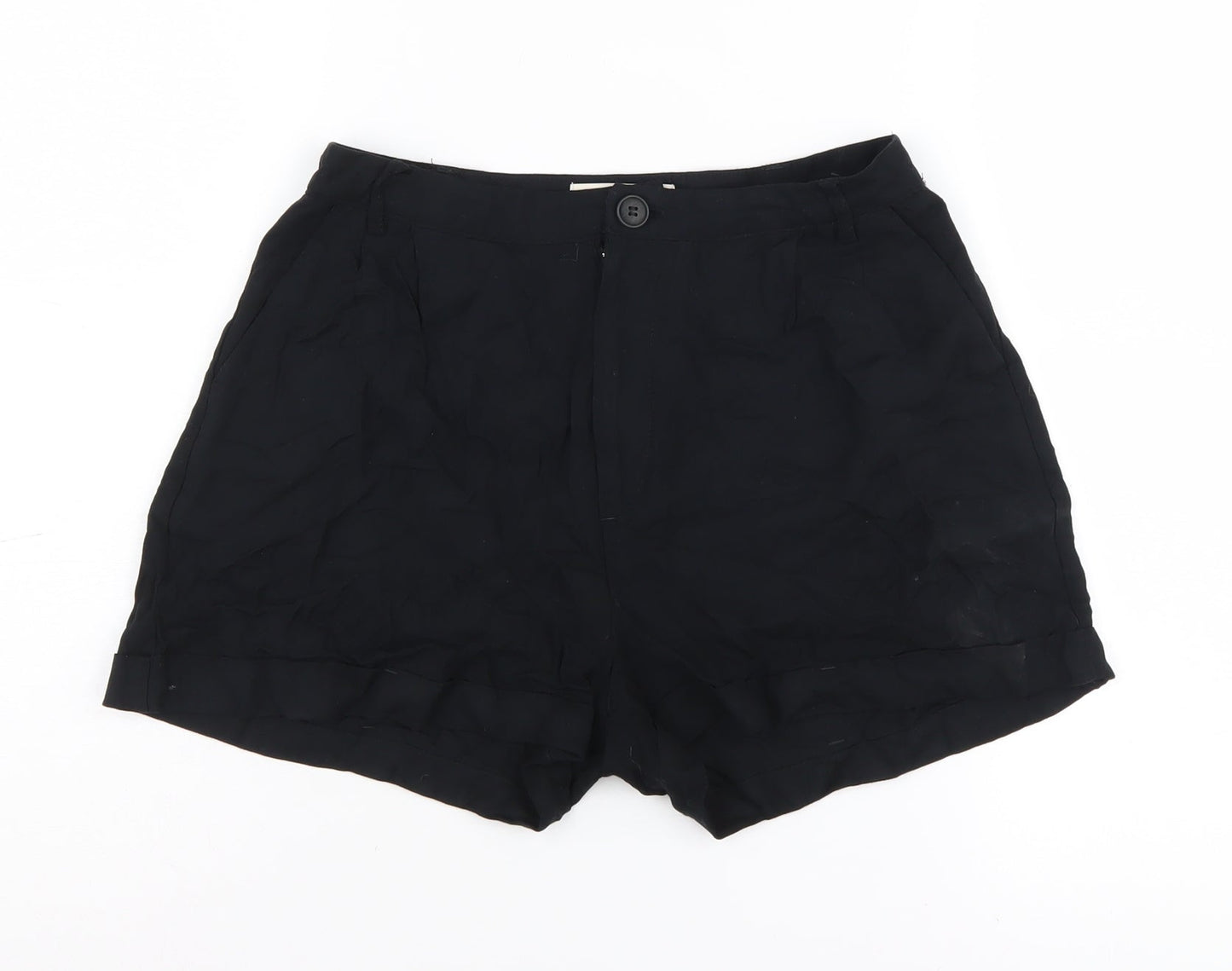 Pull&Bear Women's Black Chino Shorts, Size 8, Relaxed Fit