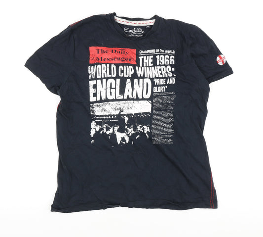 England 66 Men's Black Sports Graphic T-Shirt Medium