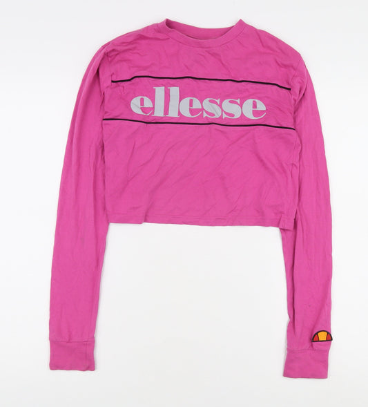 Ellesse Women's Pink Cropped Long Sleeve T-Shirt Size 4