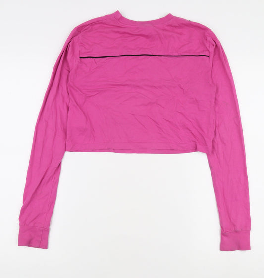 Ellesse Women's Pink Cropped Long Sleeve T-Shirt Size 4