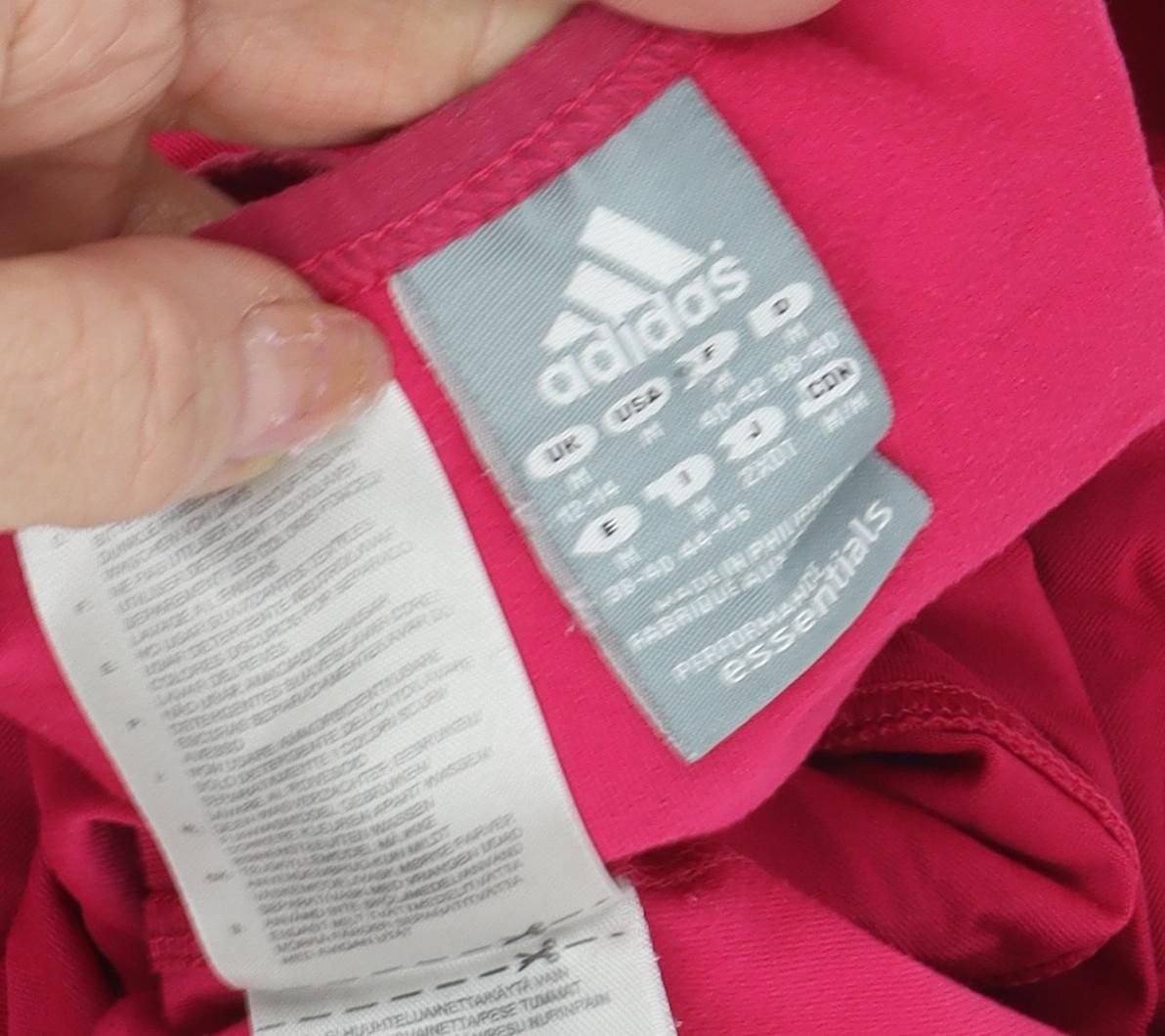 Brand and care label for Adidas Pink Women's T-Shirt, size 14, Round Neck Basic