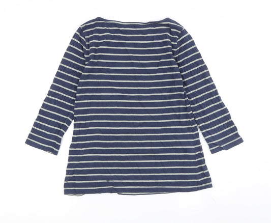 Crew Clothing Women's Blue Striped T-Shirt Size 10