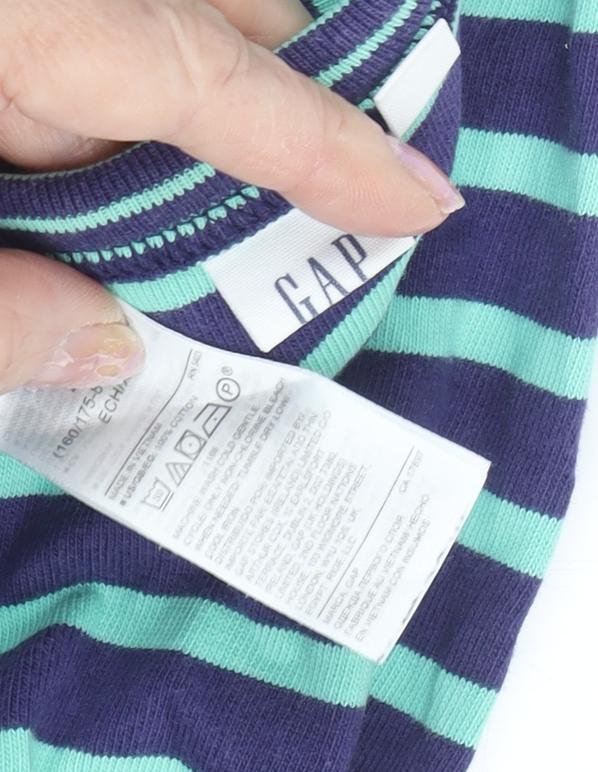 Gap Women's Blue Striped XS Long Sleeve T-Shirt