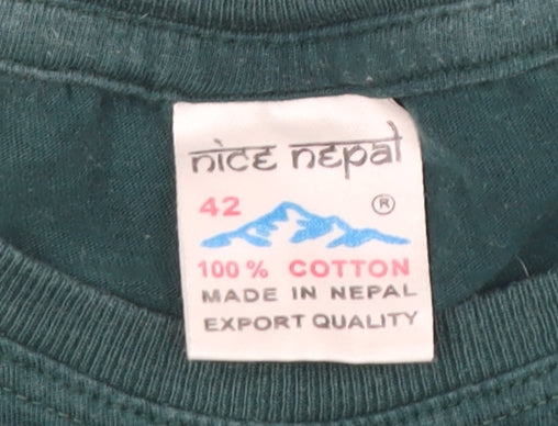 Nice Nepal Unisex Green Crew Neck T-Shirt Size 14