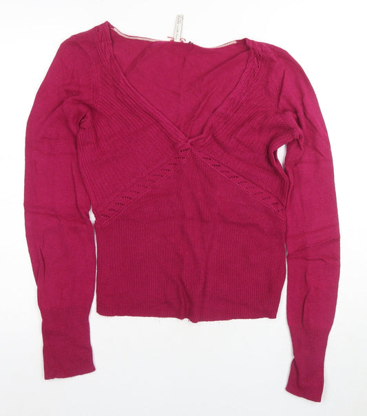 White Stuff Women's Pink V-Neck Pullover, Size 10