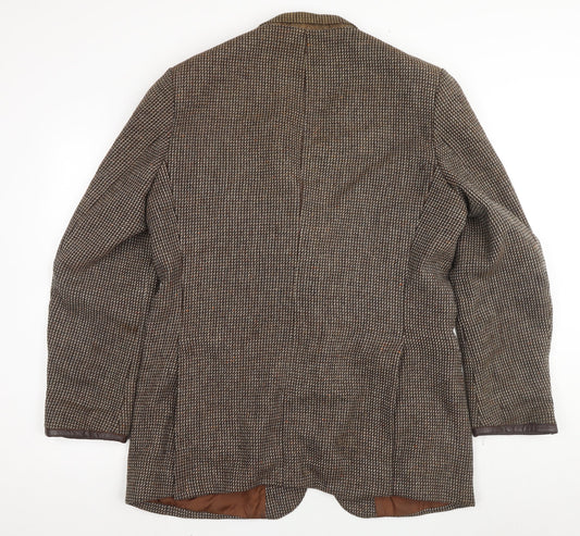 St Michael Men's Brown Wool Blazer, 44L Check Vintage Style