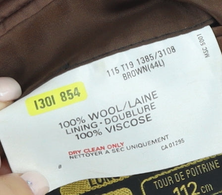 St Michael Men's Brown Wool Blazer, 44L Check Vintage Style