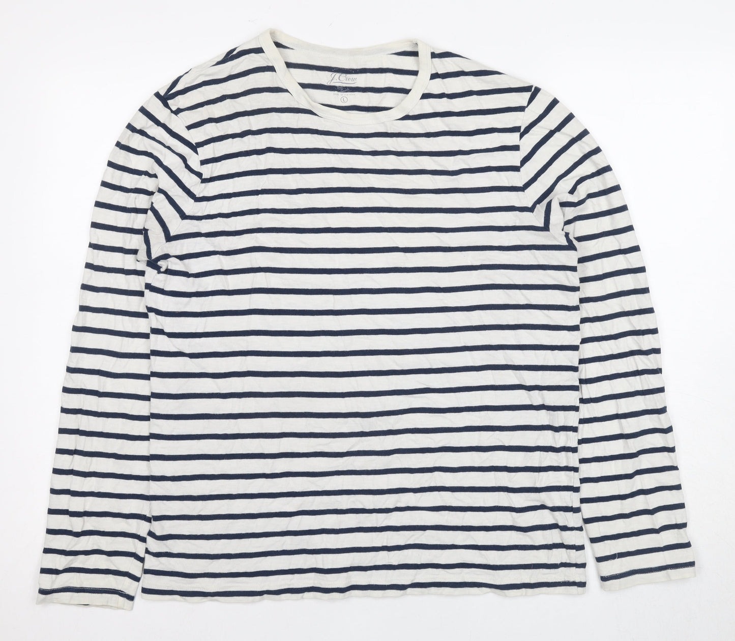J.Crew Women's Blue Striped T-Shirt L