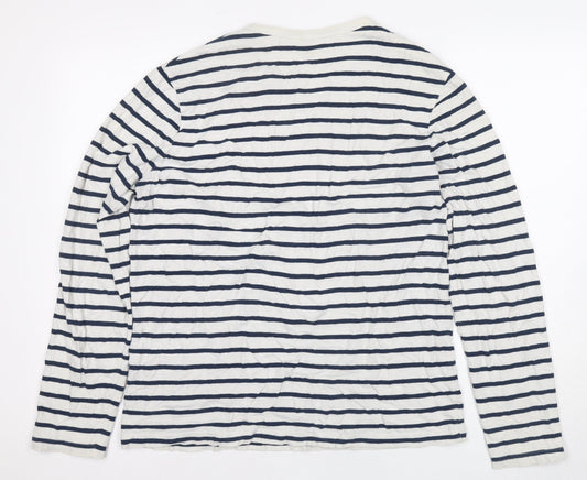 J.Crew Women's Blue Striped T-Shirt L