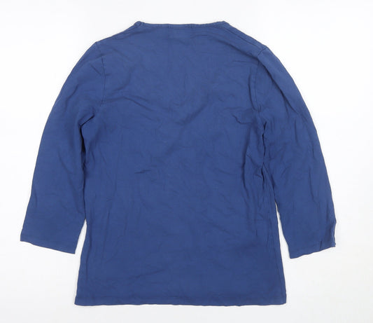 Womens UK Size 6 Paul Costelloe Blue Viscose Blend T-Shirt