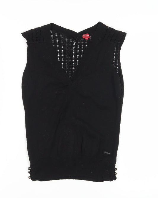 Firetrap Women's Black Knit Vest, Size L, V-Neck
