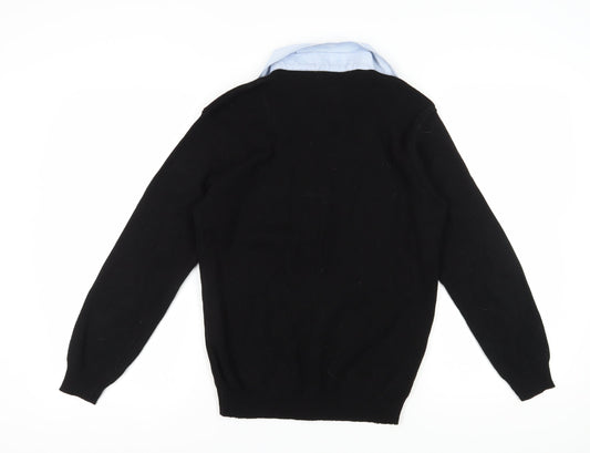 Dülger Boys Black XL V-Neck Cardigan