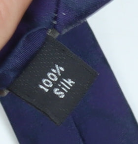 Brand and care label for Thomas Nash Men's Purple Checked Silk Tie